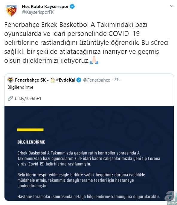 Fenerbahçe’ye destek yağdı! Koronavirüs açıklaması ardından...