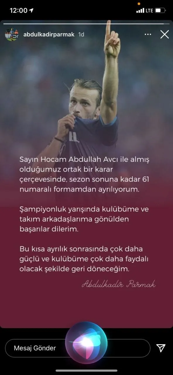 SON DAKİKA - Abdulkadir Parmak Trabzonspor'dan ayrıldığını açıkladı - 1