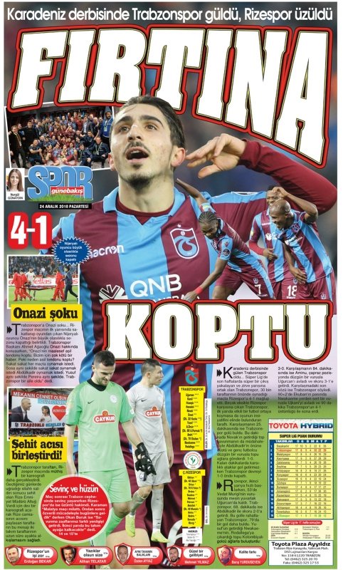 Trabzon yerel basınında şampiyonluk sesleri