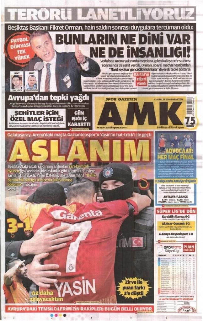 12 Aralık 2016 gazete manşetleri