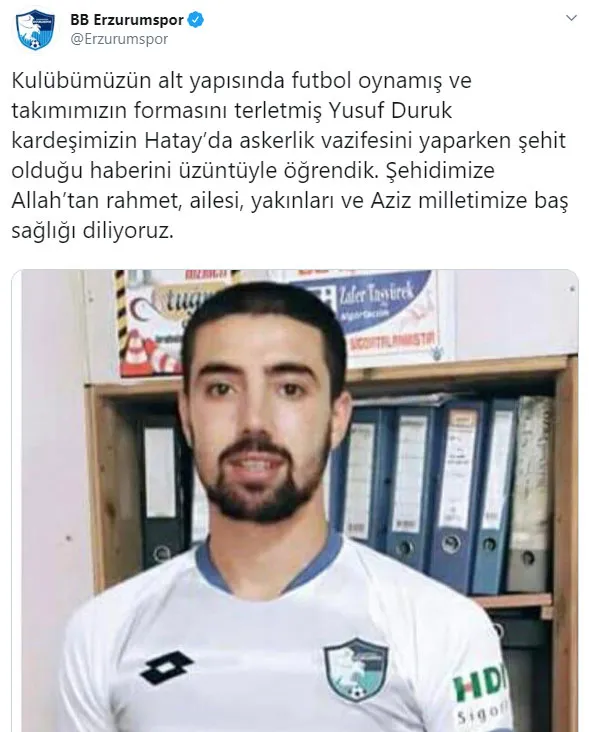 Erzurumspor'da forma giyen Yusuf Duruk şehit oldu - 1