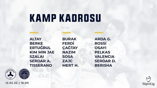 Fenerbahçe'nin Giresunspor maçı kamp kadrosu belli oldu! - 1