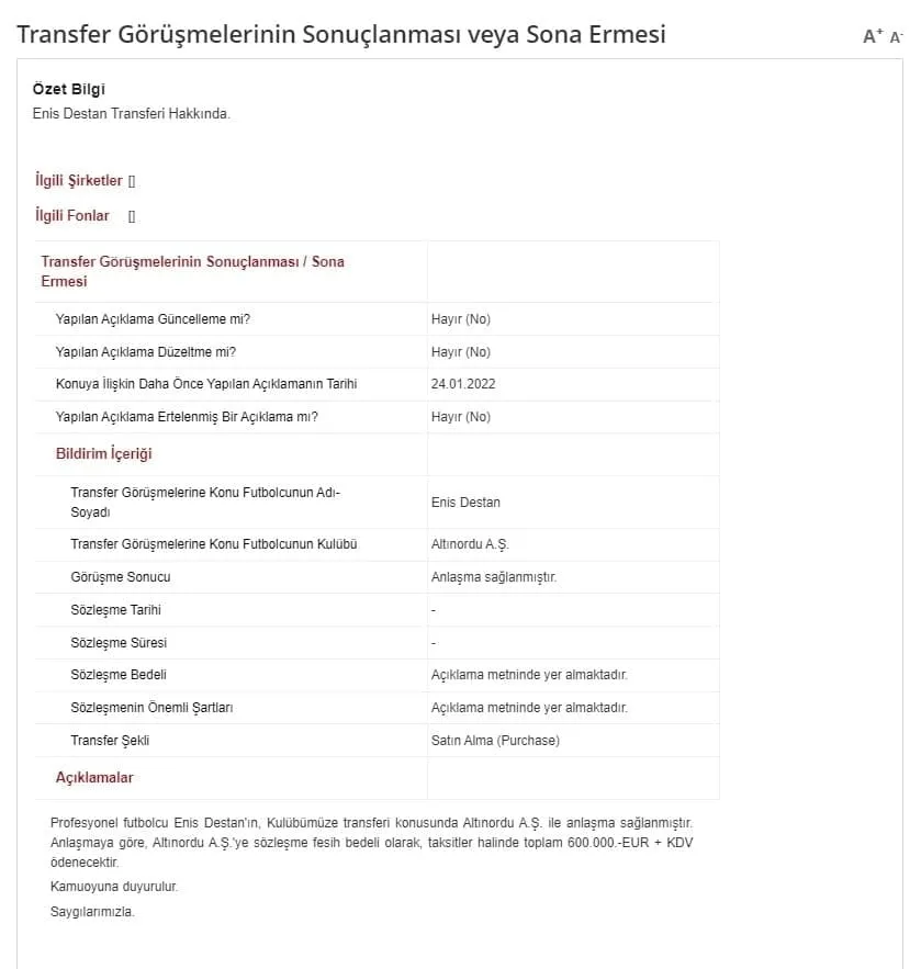 TRABZONSPOR TRANSFER HABERİ: Trabzonspor Enis Destan'ı KAP'a bildirdi! İşte bonservis bedeli - 3