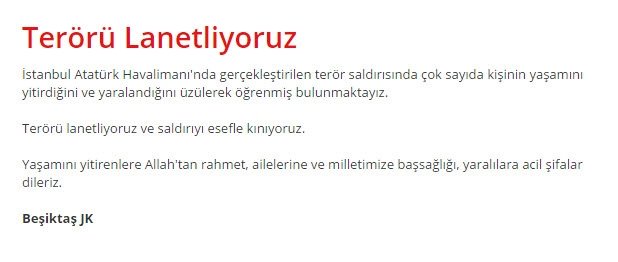 Spor dünyası teröre tepkisiz kalmadı!
