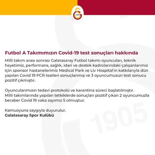 Galatasaray'da corona virüsü şoku! Vaka sayısı 5'e yükseldi - 1