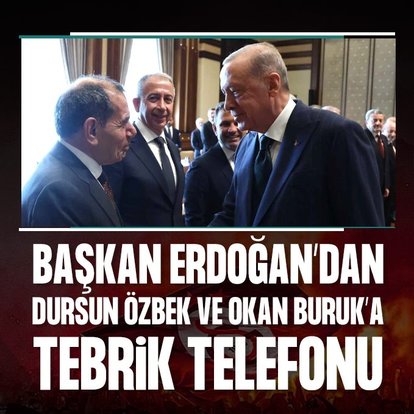 Başkan Recep Tayyip Erdoğan’dan, Dursun Özbek ve Okan Buruk’a tebrik telefonu