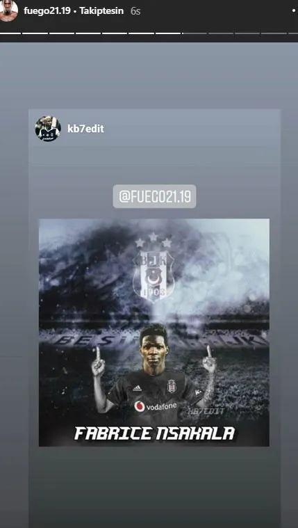Fabrice N'Sakala'dan Beşiktaş paylaşımı - 1