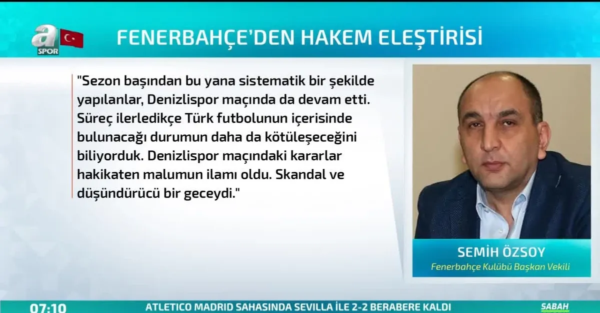 Semih Özsoy'dan hakem kararlarına tepki