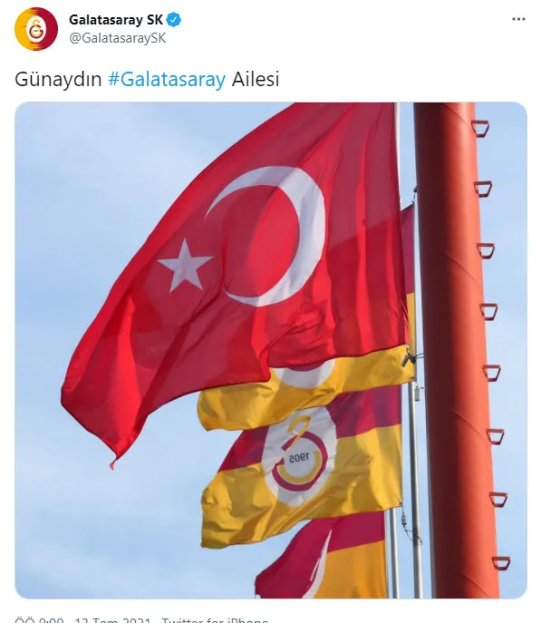 Son dakika spor haberleri: Galatasaray'dan Türk bayraklı günaydın paylaşımı! Yunanistan'ın küstahça tavrı ardından... | Gs haberleri - 1