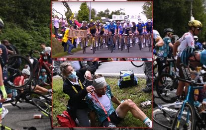 Fransa Bisiklet Turu’nda zincirleme kazaya neden oldu! İşte o anlar...