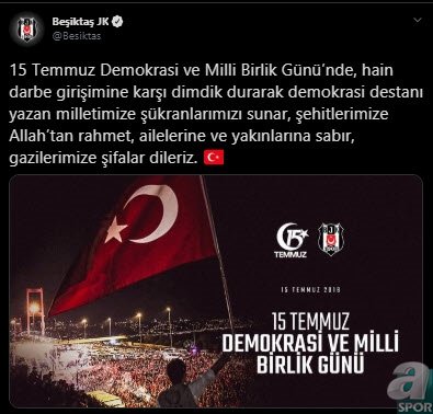 Spor camiasından 15 Temmuz mesajları