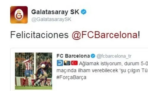 Galatasaray'dan Barcelona'ya tebrik! Barça'dan yanıt - 1
