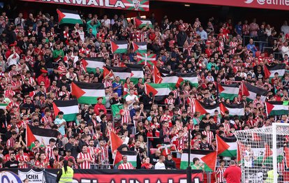 Athletic Club Bilbao taraftarları Filistin’i unutmadı!