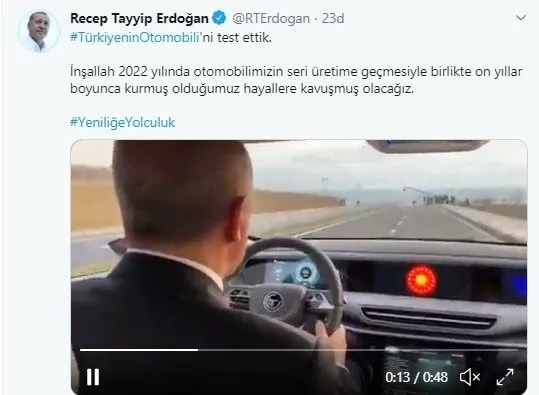 Başkan Erdoğan'dan dikkat çeken "Türkiye'nin Otomobili" paylaşımı - 1