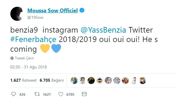 Benzia transferini Moussa Sow da müjdeledi - 1