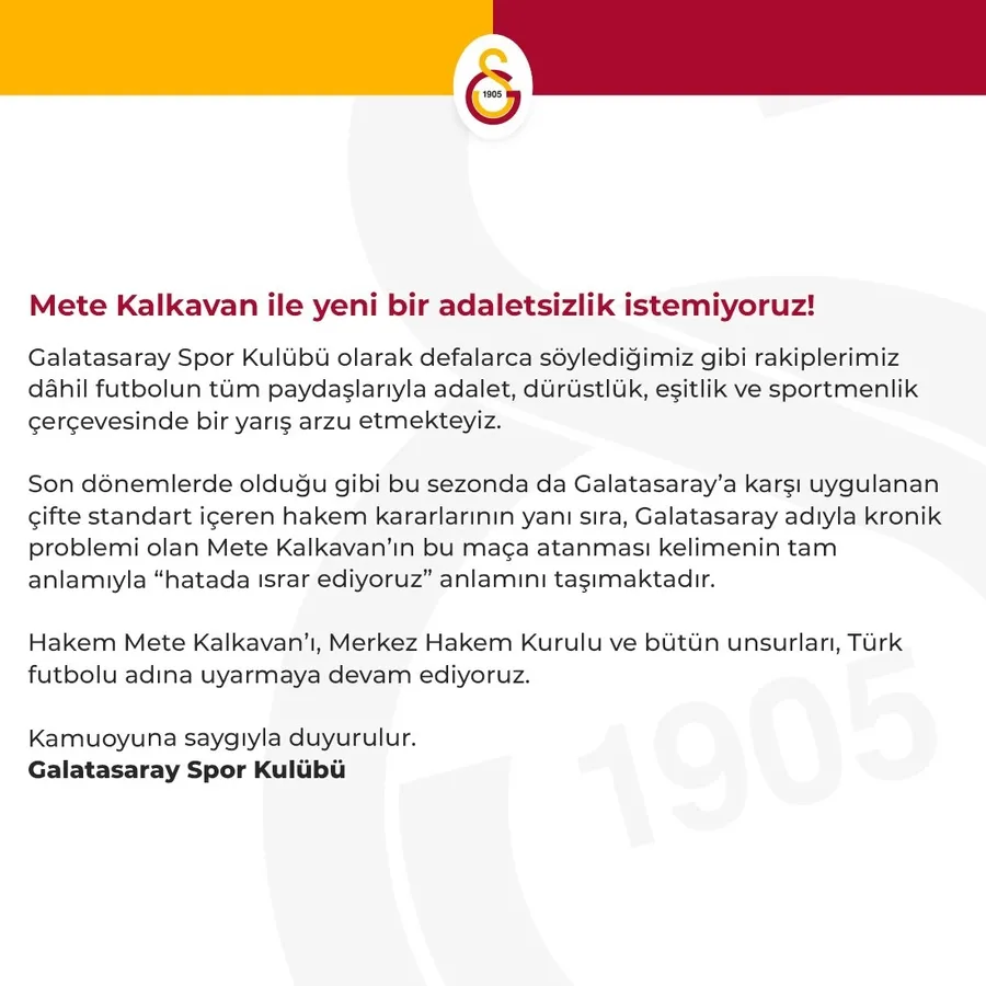 Son dakika spor haberi: Galatasaray'dan Trabzonspor maçı öncesi Mete Kalkavan açıklaması! - 1