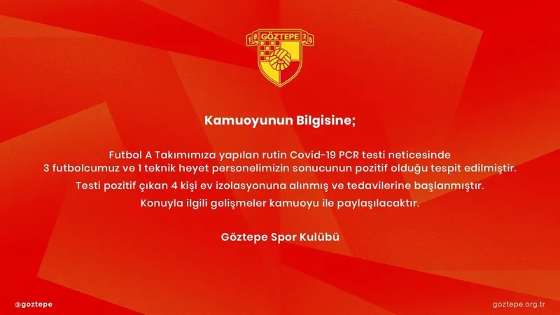 Galatasaray maçı öncesi Göztepe'de 4 kişinin corona virüsü testi pozitif çıktı! - 1