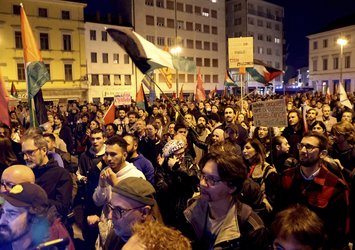 İtalya'da soykırımcı İsrail'e dev protesto: İnsanlık mağlup!