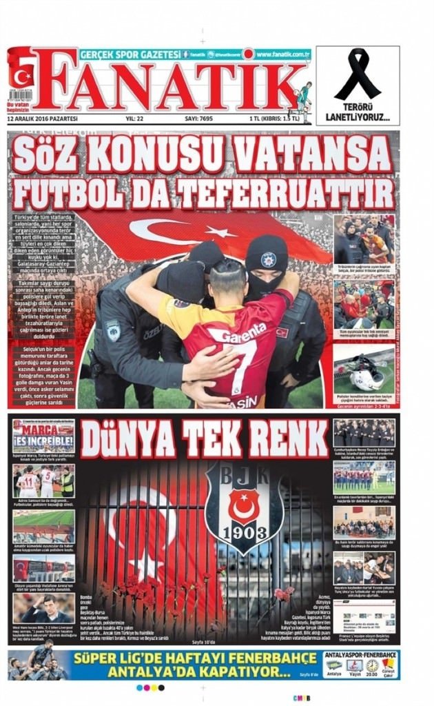 12 Aralık 2016 gazete manşetleri