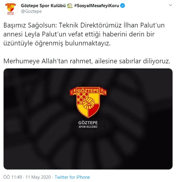 Göztepe Teknik Direktörü İlhan Palut'un annesi vefat etti - 1