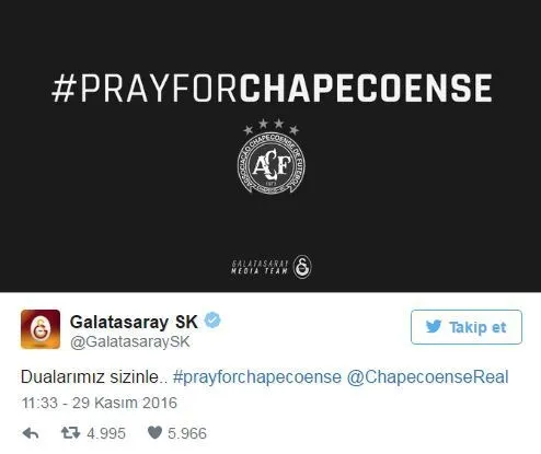 4 büyükler Chapecoense'yi unutmadı - 2