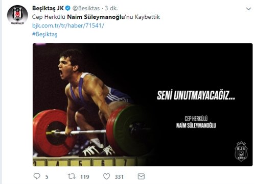 Spor camiasından Naim Süleymanoğlu’na başsağlığı