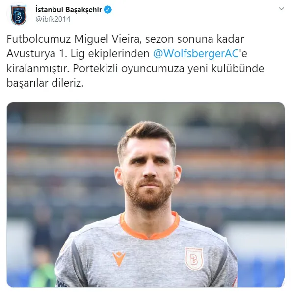 Medipol Başakşehir Miguel Vieira'yı kiraladı - 1
