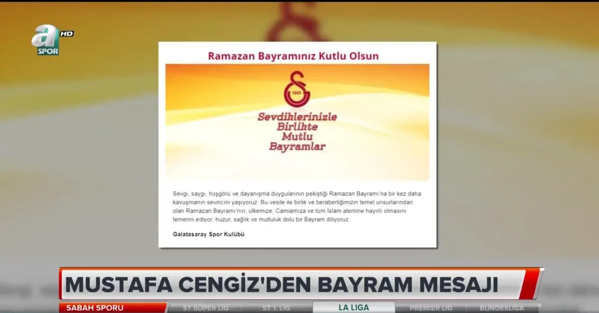 Mustafa Cengiz'den bayram mesajı