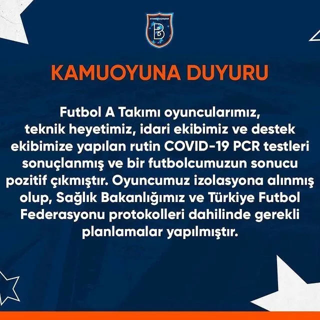 Başakşehir'de 1 futbolcunun corona virüsü testi pozitif! - 1