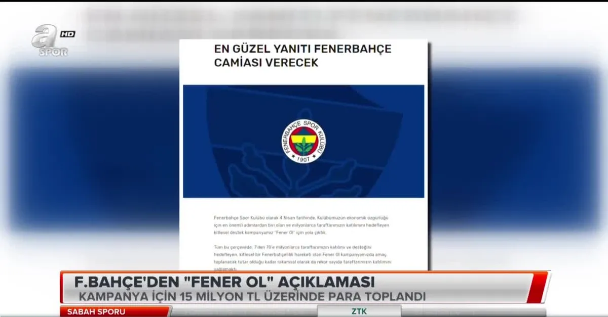Fenerbahçe'den "Fener ol" açıklaması