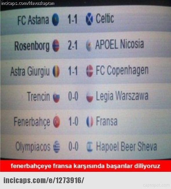 Fenerbahçe - Monaco maçı caps’leri