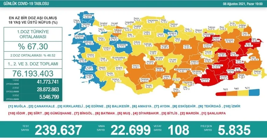 Son dakika haberi: Türkiye'de corona virüsü vakası sayısı kaç oldu? Sağlık Bakanı Fahrettin Koca açıkladı (Türkiye Günlük Koronavirüs Tablosu - 8 Ağustos) - 1
