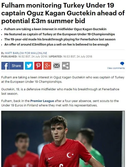 Fulham, Fenerbahçeli Oğuz Kağan Güçtekin'e talip oldu - 1