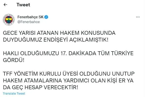 Fenerbahçe'den Trabzonspor maçı devam ederken flaş açıklama! - 1