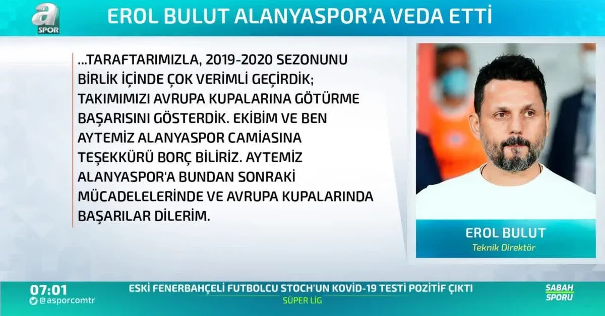 Erol Bulut Alanyaspor'a veda etti
