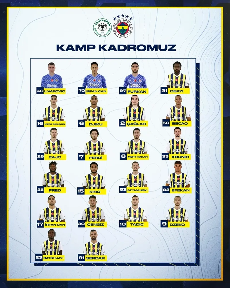 Fenerbahçe'nin Konya maçı kamp kadrosu belli oldu! - 1