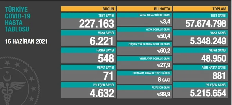 Son dakika haberi: Türkiye'de corona virüsü vakası sayısı kaç oldu? Sağlık Bakanı Fahrettin Koca açıkladı (Türkiye Günlük Koronavirüs Tablosu - 16 Haziran) - 1