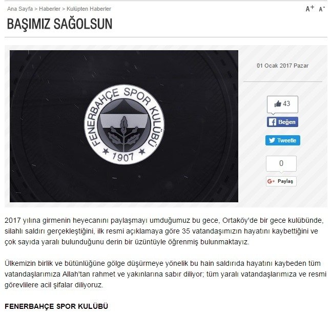 Spor camiasından Reina saldırısına tepki