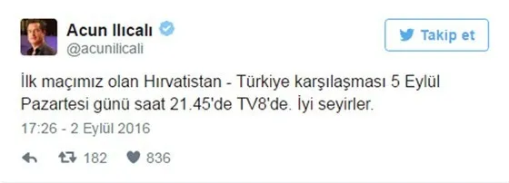 Milli Takım'ın 2018 Dünya Kupası eleme maçları TV8'de - 2